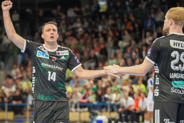 Im Bild: Aitor Arino (Fuechse Berlin, 14), Jubel 08.10.2026, Fuechse Berlin - FC Porto, EHF Handball Champions League, Saison 2026 27, Max-Schmeling-Halle Copyright: HMBxMedia xPascalxSpanehl