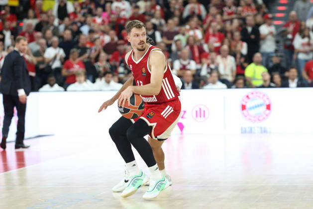 Andreas Obst (FC Bayern Basketball, 13) mit Ball, GER, FC Bayern Basketball vs. Virtus Bologna, Basketball, Euroleague, 4. Spieltag, Saison 2026 2027, 08.10.2026, GER, FC Bayern Basketball vs. Virtus Bologna, Basketball, Euroleague, 4. Spieltag, Saison 2026 2027, 08.10.2026 Muenchen Copyright: xEibner-Pressefoto JennixMaulx EP_JML
