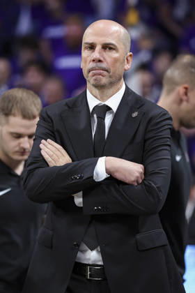 October 8, 2026, Madrid, Madrid, Spain: Joan Penarroya, head coach of Partizan Mozzart Bet Belgrade, looks on during the Euroleague Basketball Regular Season Round 4 game between Real Madrid v Partizan Mozzart Bet Belgrade at Movistar Arena on October 08, 2026 in Madrid, Spain. Real Madrid V Partizan Mozzart Bet Belgrade - Euroleague 2025 2026 - ZUMAa181 20261008_zaa_a181_226 Copyright: xIrinaxR.xHipolitox