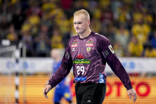 David Späth (Torwart, RNL, 29), Spieler der Rhein-Neckar-Löwen, Einzelbild, Einzelfoto, Aktion, Action, enttäuscht schauend, Enttäuschung, Frustration, disappointed, pessimistisch, 08.10.2026, Mannheim (Deutschland), Handball, Bundesliga, Rhein-Neckar Löwen - ThSV Eisenach