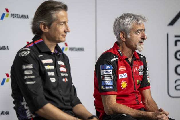 MOTO - MOTO GP - GRAND PRIX OF INDONESIA 2026 Rivola Massimo (ita), CEO Aprilia Racing, portrait with Dall Igna Luigi (ita), General Manager of Ducati Corse, presse conference during the 2026 MotoGP Pertamina Grand Prix of Indonesia on the Mandalika circuit from October 9 to 11, at West Nusa Tenggara, Indonesia - West Nusa TenggaraIndonesia  Copyright: xGIGIxSOLDANOx