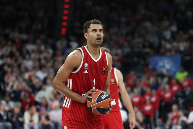 Oscar da Silva (FC Bayern Basketball, 01) beim Freiwurf, GER, FC Bayern Basketball vs. Virtus Bologna, Basketball, Euroleague, 4. Spieltag, Saison 2026 2027, 08.10.2026, GER, FC Bayern Basketball vs. Virtus Bologna, Basketball, Euroleague, 4. Spieltag, Saison 2026 2027, 08.10.2026 Muenchen Copyright: xEibner-Pressefoto JennixMaulx EP_JML