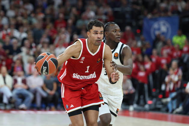 Oscar da Silva (FC Bayern Basketball, 01) mit Aliou Diarra (Virtus Bologna, 31), GER, FC Bayern Basketball vs. Virtus Bologna, Basketball, Euroleague, 4. Spieltag, Saison 2026 2027, 08.10.2026, GER, FC Bayern Basketball vs. Virtus Bologna, Basketball, Euroleague, 4. Spieltag, Saison 2026 2027, 08.10.2026 Muenchen Copyright: xEibner-Pressefoto JennixMaulx EP_JML