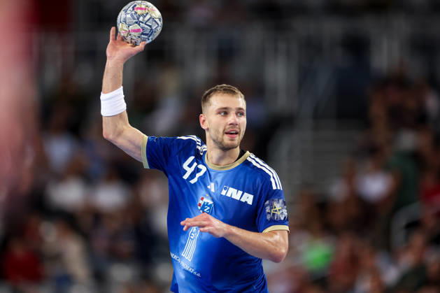 HC Zagreb v Aalborg Handbold - EHF Champions League Men Group Phase - Group C ZAGREB, CROATIA - OCTOBER 8: Ihar Bialiauski of HC Zagreb during the EHF Champions League match between HC Zagreb and Aalborg Handbold at Arena Zagreb on October 8, 2026 in Zagreb, Croatia.  IgorxKralj PIXSELL