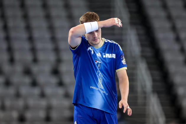 HC Zagreb v Aalborg Handbold - EHF Champions League Men Group Phase - Group C ZAGREB, CROATIA - OCTOBER 8: Stanislau Sadouski of HC Zagreb during the EHF Champions League match between HC Zagreb and Aalborg Handbold at Arena Zagreb on October 8, 2026 in Zagreb, Croatia.  IgorxKralj PIXSELL