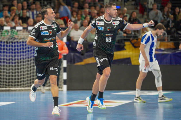 Im Bild: Mijajlo Marsenic (Fuechse Berlin, 93), Tor, Treffer, Jubel, Torjubel, Freude, Begeisterung, feiert, jubelt 08.10.2026, Fuechse Berlin - FC Porto, EHF Handball Champions League, Saison 2026 27, Max-Schmeling-Halle Copyright: HMBxMedia xPascalxSpanehl