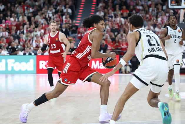 MarJon Beauchamp (FC Bayern Basketball, 03) mit Derrick Alston Jr. (Virtus Bologna, 21), GER, FC Bayern Basketball vs. Virtus Bologna, Basketball, Euroleague, 4. Spieltag, Saison 2026 2027, 08.10.2026, GER, FC Bayern Basketball vs. Virtus Bologna, Basketball, Euroleague, 4. Spieltag, Saison 2026 2027, 08.10.2026 Muenchen Copyright: xEibner-Pressefoto JennixMaulx EP_JML