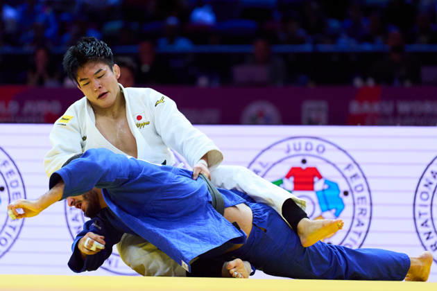 (Top-Bottom) Goki Tajima (JPN),, Fatiyev Murad (AZE), OCTOBER 8, 2026 -Judo : World Judo Championships BAKU2026 Mens -90kgSemi-final match at National Gymnastics Arena in Baku, Azerbaijan. aflo_354386824 KenxAsakurax