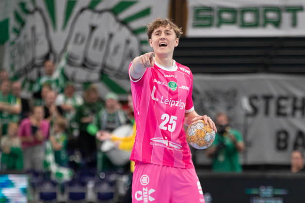 Handball, HBL2: SC DHfK Leipzig - TuS N-Lübbecke; 08.10.2026 Caspar Gauer (25, SC DHfK Leipzig). Handball, 2. Bundesliga, Saison 2026 2027, 7. Spieltag: SC DHfK Leipzig vs. TuS N-Lübbecke am 08.10.2026 in der Quarterback Immobilien Arena Leipzig. Copyright: xBEAUTIFULxSPORTS JanxKaeferx