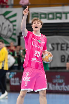 Handball, HBL2: SC DHfK Leipzig - TuS N-Lübbecke; 08.10.2026 Caspar Gauer (25, SC DHfK Leipzig). Handball, 2. Bundesliga, Saison 2026 2027, 7. Spieltag: SC DHfK Leipzig vs. TuS N-Lübbecke am 08.10.2026 in der Quarterback Immobilien Arena Leipzig. Copyright: xBEAUTIFULxSPORTS JanxKaeferx