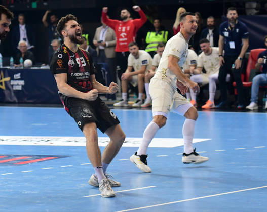 EHF CHAMPIONS LEAGUE. Matteo Fadhuile from HC Vardar celebrates during EHF Champiosn League group phase match between HC Vardar and HC Orlen Wisla Plock in Skopje, North Macedonia, October 19 2026.IMAGo PETR STOJANOVSKI