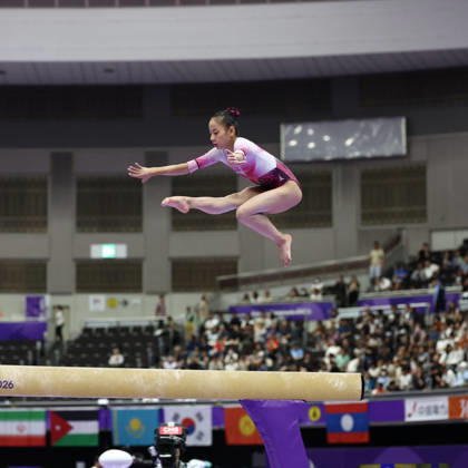 Asian Games 2026 Aichi-Nagoya, Japan HAN Yon Mi of PRK in action during Women™s Artistic Gymnastics Team Final at the 20th Asian Games Aichi-Nagoya 2026. Aichi, Nagoya Nagoya General Gymnasysm, Rainbow Hall. Japan Copyright: xSeshadrixSukumarx