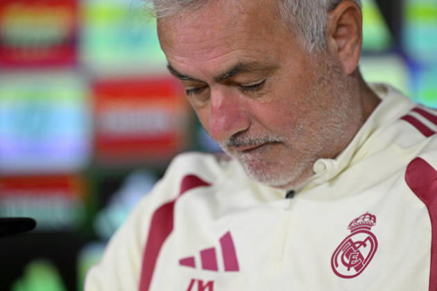 Real Madrid head coach Jose Mourinho MADRID, SPAIN - OCTOBER 9: Real Madrid head coach Jose Mourinho addresses journalists during a pre-match press conference, PK, Pressekonferenz at the club s Valdebebas training complex in Madrid, Spain on October 9, 2026. Mourinho responded to questions regarding squad preparation and tactical strategy ahead of their La Liga Matchday 8 fixture against Villarreal. Burak Akbulut Anadolu Madrid Spain. Editorial use only. Please get in touch for any other usage.  Copyright: x2026xAnadoluxBurakxAkbulutx