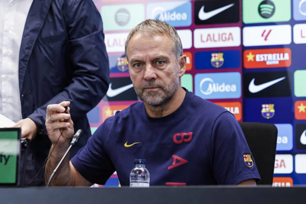 October 9, 2026, Sant Joan Despi, Barcelona, Spain: Hansi Flick, head coach of FC Barcelona, Barca attends his press conference, PK, Pressekonferenz during the training day of FC Barcelona ahead the Spanish League, LaLiga EA Sports, football match against Getafe CF at Ciudad Esportiva Joan Gamper on October 09, 2026 in Sant Joan Despi, Barcelona, Spain. Sant Joan Despi Spain - ZUMAa181 20261009_zaa_a181_024 Copyright: xJavierxBorregox