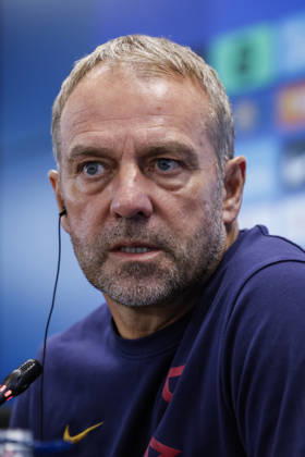 October 9, 2026, Sant Joan Despi, Barcelona, Spain: Hansi Flick, head coach of FC Barcelona, Barca attends his press conference, PK, Pressekonferenz during the training day of FC Barcelona ahead the Spanish League, LaLiga EA Sports, football match against Getafe CF at Ciudad Esportiva Joan Gamper on October 09, 2026 in Sant Joan Despi, Barcelona, Spain. Sant Joan Despi Spain - ZUMAa181 20261009_zaa_a181_027 Copyright: xJavierxBorregox
