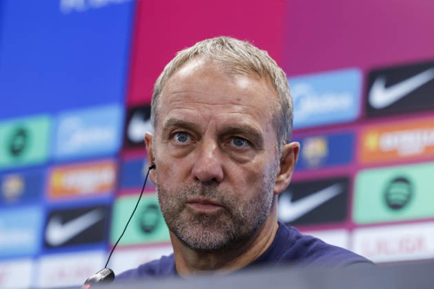 October 9, 2026, Sant Joan Despi, Barcelona, Spain: Hansi Flick, head coach of FC Barcelona, Barca attends his press conference, PK, Pressekonferenz during the training day of FC Barcelona ahead the Spanish League, LaLiga EA Sports, football match against Getafe CF at Ciudad Esportiva Joan Gamper on October 09, 2026 in Sant Joan Despi, Barcelona, Spain. FC Barcelona Training And Press Conference - LaLiga EA Sports - ZUMAa181 20261009_zaa_a181_025 Copyright: xJavierxBorregox