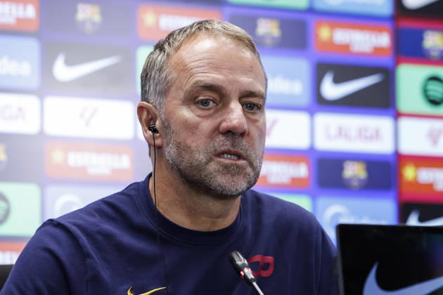 October 9, 2026, Sant Joan Despi, Barcelona, Spain: Hansi Flick, head coach of FC Barcelona, Barca attends his press conference, PK, Pressekonferenz during the training day of FC Barcelona ahead the Spanish League, LaLiga EA Sports, football match against Getafe CF at Ciudad Esportiva Joan Gamper on October 09, 2026 in Sant Joan Despi, Barcelona, Spain. FC Barcelona Training And Press Conference - LaLiga EA Sports - ZUMAa181 20261009_zaa_a181_044 Copyright: xJavierxBorregox
