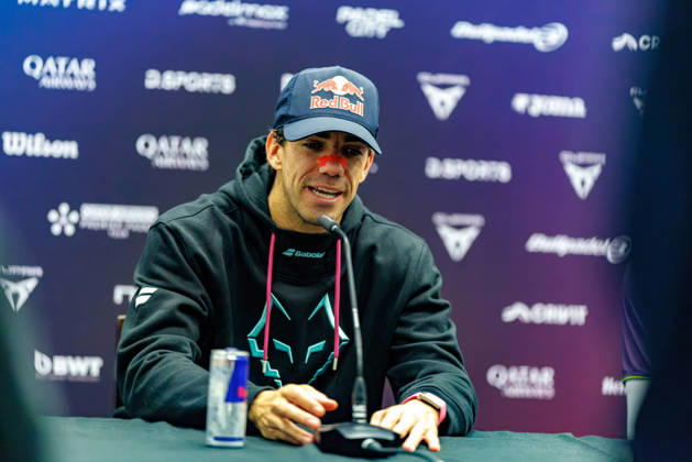 DÜSSELDORF, GERMANY - 9 OCTOBER 2026: Image shows press conference, PK, Pressekonferenz with Juan Lebron (ESP) during CUPRA Germany Premier Padel P2 2026 Day 6: Quarterfinals at CASTELLO Düsseldorf on 9 10 2026 in Düsseldorf, Germany. Germany Copyright: xFröhlichxPascalx