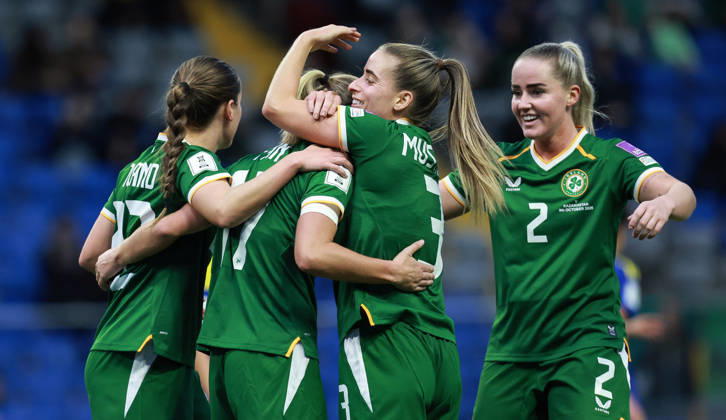2027 FIFA Women s World Cup Round One Qualifying Play-off First Leg, Astana Arena, Astana, Kazakhstan 9 10 2026 Kazakhstan vs Republic of Ireland Ireland™s Jamie Finn celebrates scoring a goal with teammates Jamie Finn celebrates scoring a goal with teammates 9 10 2026  Copyright: xx BASN3701