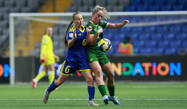 2027 FIFA Women s World Cup Round One Qualifying Play-off First Leg, Astana Arena, Astana, Kazakhstan 9 10 2026 Kazakhstan vs Republic of Ireland Ireland™s Jessie Stapleton with Anastassiya Nizamutdinova of Kazakhstan Jessie Stapleton with Anastassiya Nizamutdinova 9 10 2026  Copyright: xx BASN3707