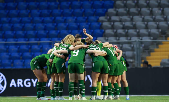 2027 FIFA Women s World Cup Round One Qualifying Play-off First Leg, Astana Arena, Astana, Kazakhstan 9 10 2026 Kazakhstan vs Republic of Ireland The Ireland team huddle The Ireland team huddle 9 10 2026  Copyright: xx BASN3629