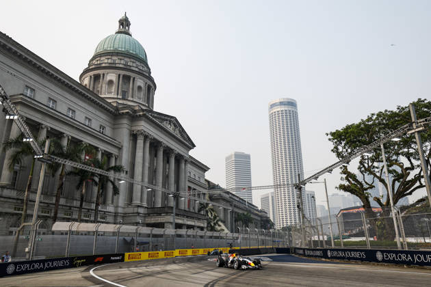 F1 - SINGAPORE GRAND PRIX 2026 41 LINDBLAD Arvid (gbr), Visa Cash App RB F1 Team VCARB03, action during the 2026 Formula 1 Singapore Grand Prix, 17th round of the 2026 Formula One World Championship, WM, Weltmeisterschaft from October 9 to 11, 2026 on the Marina Bay Street Circuit, in Singapore, Singapore - SingaporeSingapore Copyright: xJulienxDelfossex
