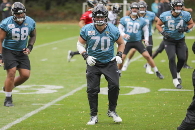 CHADLER’S CROSS, ENGLAND - OCTOBER 09: training with the team Cole van Lanen of the Jacksonville Jaguarsduring the Jacksonville Jaguars team practise and media as part of the London NFL, American Football Herren, USA Series 2026, at the Grove, Chandler’s Cross, Hertfordshire, England, on 09 October 2026. Jody Demay - Davies SPP Copyright: xJodyxDemayx-xDaviesx xSPPx Sportspressphoto_SPR249417