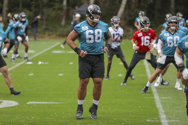 CHADLER’S CROSS, ENGLAND - OCTOBER 09: j68 training with the team during the Jacksonville Jaguars team practise and media as part of the London NFL, American Football Herren, USA Series 2026, at the Grove, Chandler’s Cross, Hertfordshire, England, on 09 October 2026. Jody Demay - Davies SPP Copyright: xJodyxDemayx-xDaviesx xSPPx Sportspressphoto_SPR249419