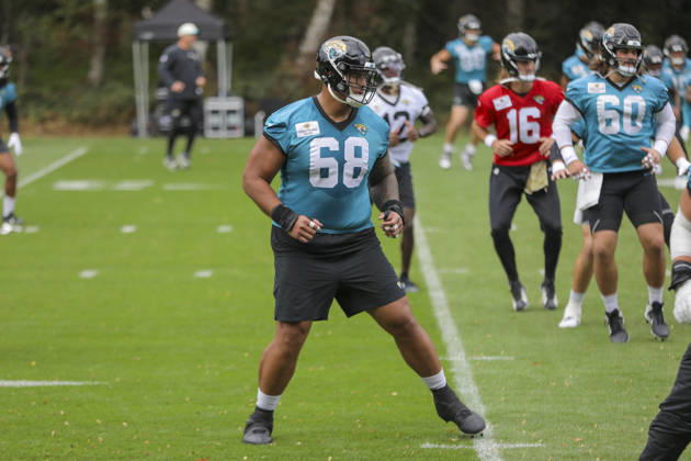 CHADLER’S CROSS, ENGLAND - OCTOBER 09: j68 training with the team during the Jacksonville Jaguars team practise and media as part of the London NFL, American Football Herren, USA Series 2026, at the Grove, Chandler’s Cross, Hertfordshire, England, on 09 October 2026. Jody Demay - Davies SPP Copyright: xJodyxDemayx-xDaviesx xSPPx Sportspressphoto_SPR249421