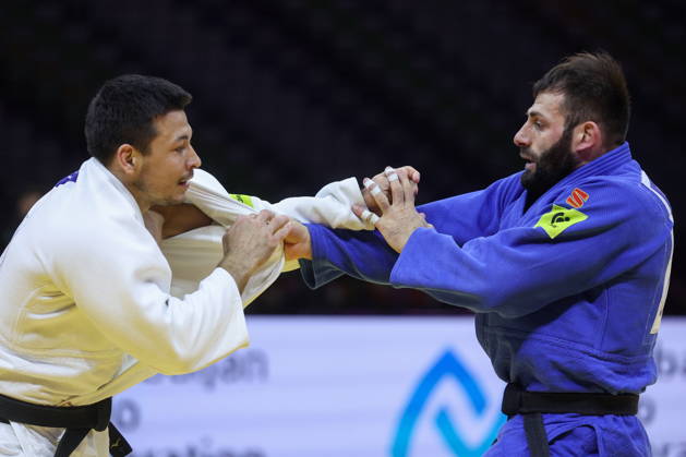AZERBAIJAN, BAKU - OCTOBER 9, 2026: Niyaz Bilalov (L) of Russia and Arman Adamian of Russia compete in their -100 kg bout as part of the 2026 World Judo Championships at the National Gymnastics Arena. Mikhail Sinitsyn TASS  98996890