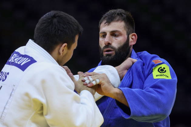 AZERBAIJAN, BAKU - OCTOBER 9, 2026: Niyaz Bilalov (L) of Russia and Arman Adamian of Russia compete in their -100 kg bout as part of the 2026 World Judo Championships at the National Gymnastics Arena. Mikhail Sinitsyn TASS  98996968