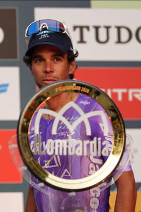 Australia s Michael Matthews of Team Jayco AlUla during the team presentation on the eve of the 120th edition of Il Lombardia cycling race, in Bergamo on October 9, 2026, prior to the 239 km one-day race from Bergamo to Como, Italy.  Copyright: xGianxMattiaxD Alberto LaPressex