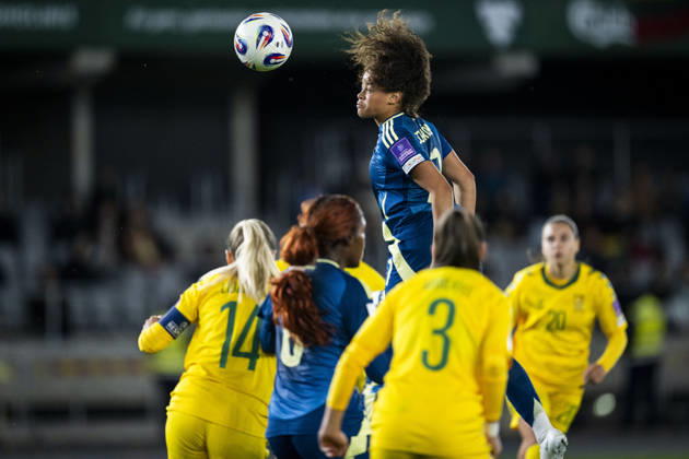 261009 Felicia Schröder of Sweden during the FIFA Women s World Cup qualifier play-off football match between Lithuania and Sweden on October 9, 2026 in Kaunas. Photo: Mathias Bergeld BILDBYRAN kod MB MB1418 fotboll football soccer fotball vm-kval kval fifa womens world cup qualifier qualifier playoff lithuania sverige sweden dam bbeng play-off Copyright: MATHIASxBERGELD BB261009MB053