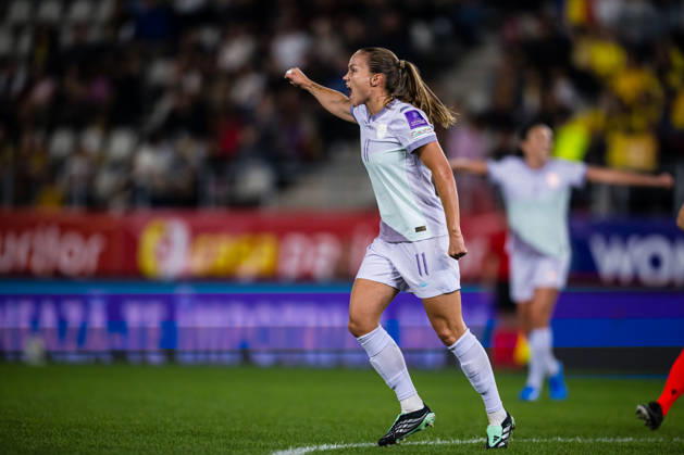 261009 Guro Reiten of Norway celebrates after scoring the 0-1 goal during the FIFA Women s World Cup Qualifier football match between Romania and Norway on October 9, 2026 in Bucharest. Photo: Marius Simensen BILDBYRAN COP 238 bbeng dam FIFA World Cup, WM, Weltmeisterschaft, Fussball qualifiers football fotball fotboll jubel landskamp norge norway romania soccer vm kvalik vm-kvalifisering kvinner Copyright: MARIUSxSIMENSEN BB261009BB550