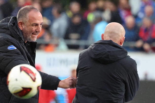 09.10.2026, xrekx, Fussball 2.Bundesliga, 1.FC Heidenheim - 1.FC Kaiserslautern v.l. Frank Schmidt Trainer (1FC Heidenheim 1846) Torsten Lieberknecht Trainer (1.FC Kaiserslautern) (DFL DFB REGULATIONS PROHIBIT ANY USE OF PHOTOGRAPHS as IMAGE SEQUENCES and or QUASI-VIDEO) Heidenheim