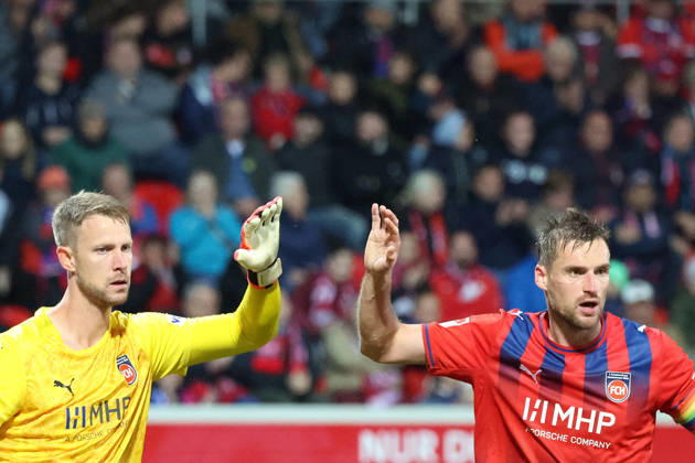 09.10.2026, xrekx, Fussball 2.Bundesliga, 1.FC Heidenheim - 1.FC Kaiserslautern v.l. Thomas Dähne Daehne (1FC Heidenheim 1846) Patrick Mainka (1FC Heidenheim 1846) (DFL DFB REGULATIONS PROHIBIT ANY USE OF PHOTOGRAPHS as IMAGE SEQUENCES and or QUASI-VIDEO) Heidenheim