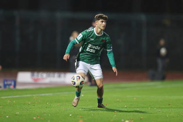 09.10.2026, Herren, Fussball, Saison 2026 2027, Regionalliga Bayern, 13. Spieltag: 1. FC Schweinfurt 1905 - SC Eltersdorf Lauris Bausenwein ( 21, 1. FC Schweinfurt 1905) Schweinfurt Sachs-Stadion Bayern Deutschland