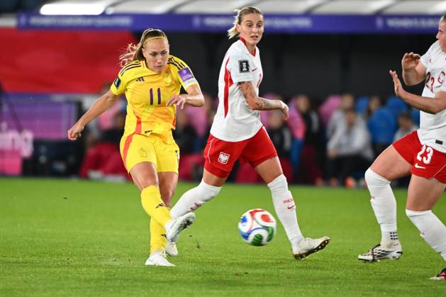 Belgium v Poland - FIFA Women s World Cup 2027 UEFA Qualifiers LEUVEN, BELGIUM - OCTOBER 09 : Cayman Janice forward of Belgium during the FIFA Women s World Cup 2027 UEFA European Qualifiers play-offs round 1 path 2 first leg match between Belgium and Poland on October 9, 2026 in Leuven, Belgium, 09 10 2026 Leuven Belgium  Copyright: xVincentxKalutx