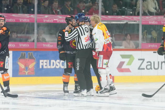 3014 Bern BE, Switzerland - October 09: Marc Marchon (8 SCB) fights against Marcus Sylvegard (PostFinance Top Scorer of EHCB) during the National League match between SC Bern and EHC Biel-Bienne at PostFinance Arena on October 09, 2026 in 3014 Bern BE, Switzerland. Copyright: xKjetilxWaberx xSPPx Sportspressphoto_SPR249633
