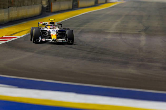 RECORD DATE NOT STATED 9th October 2026; Marina Bay, Singapore; Formula 1, Singapore Grand Prix, Free Practice and Sprint Qualifying Day; Liam Lawson (30) of New Zealand and Visa Cash App Racing Bulls Formula One Team during qualifying StephenxBlackberry