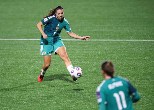 2027 FIFA Women s World Cup Round One Qualifying Play-off First Leg, Inver Park, Larne 9 10 2026 Northern Ireland vs Portugal Northern Ireland™s Ellie Mason Ellie Mason 9 10 2026  Copyright: xx N Ireland v Portugal_073