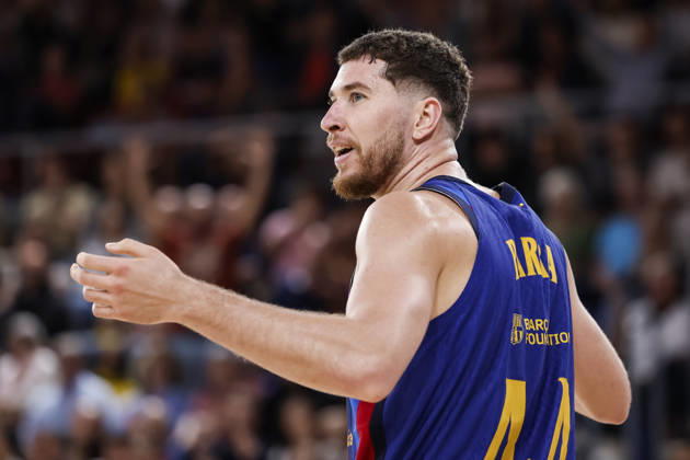 October 9, 2026, Barcelona, Barcelona, Spain: Joel Parra of FC Barcelona, Barca protest during the EuroLeague League Phase MD 4 match played between FC Barcelona and Zalgiris Kaunas at Palau Blaugrana on October 09, 2026 in Barcelona, Spain. Barcelona Spain - ZUMAa181 20261009_zaa_a181_284 Copyright: xJavierxBorregox