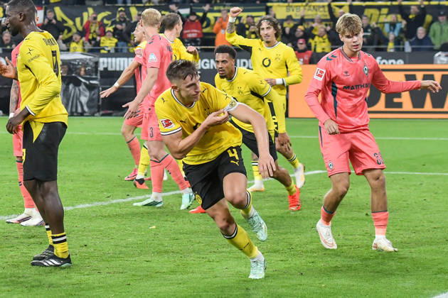 Nico Schlotterbeck (Dortmund 4) jubelt nach dem Tor zum 2:0 09.10.2026 ¢ Fussball ¢ Borussia Dortmund vs SV Werder Bremen, Signal Iduna Park, Dortmund, DFB DFL REGULATIONS PROHIBIT ANY USE OF PHOTOGRAPHS AS IMAGE SEQUENCES AND OR QUASI-VIDEO NRW Germany
