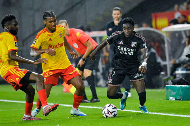 FOOTBALL : RC Lens vs Olympique Lyonnais - Ligue 1 - JournÃ e 6 - 09 10 2026 Ernest Nuamah (OL) Kyllian Antonio (RC Lens) LensFrance  Copyright: xBaptistexAutissierx