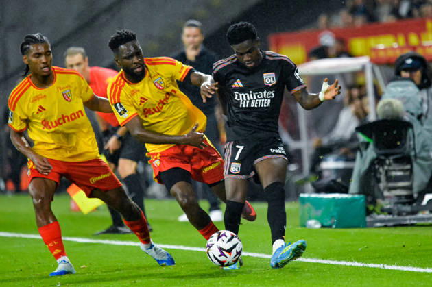 FOOTBALL : RC Lens vs Olympique Lyonnais - Ligue 1 - JournÃ e 6 - 09 10 2026 Ernest Nuamah (OL) Odsonne Edouard (RC Lens) LensFrance  Copyright: xBaptistexAutissierx