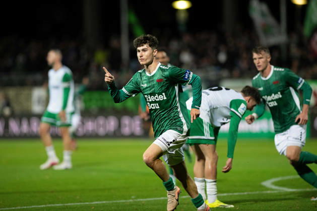 1. FC 1905 Schweinfurt vs. SC Eltersdorf, Sachs-Stadion Football, Regionalliga Bayern 1. FC 1905 Schweinfurt vs. SC Eltersdorf 9 Oct 2026 Sachs-Stadion , Schweinfurt, Germany Image: Lauris Bausenwein (FC05) celebrates after scoring the 1:1 goal in the 44th minute. DFL REGULATIONS PROHIBIT ANY USE OF PHOTOGRAPHS AS IMAGE SEQUENCES AND OR QUASI-VIDEO Copyright: xPresseFotoxEvansx