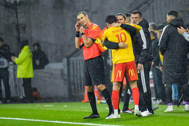 FOOTBALL : RC Lens vs Olympique Lyonnais - Ligue 1 - JournÃ e 6 - 09 10 2026 Joie des joueurs du RC Lens aprÃ s le but de Matthieu Udol (RC Lens) LensFrance  Copyright: xBaptistexAutissierx
