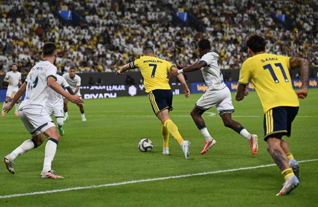 Al Nassr v Al Draih - Saudi Pro League RIYADH, SAUDI ARABIA - OCTOBER 9: Cristiano Ronaldo of Al-Nassr in action during the Saudi Pro League (SPL) match between Al Nassr and Al Draih at the King Saud University Stadium in Riyadh, Saudi Arabia on October 9, 2026. Mohammed Saad Anadolu Riyadh Saudi Arabia. Editorial use only. Please get in touch for any other usage.  Copyright: x2026xAnadoluxMohammedxSaadx