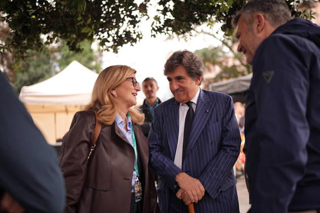 Urbano cairo and mayor od Bergamo Elena Carnevali during the 120th edition of the Il Lombardia, Tour of Lombardy cycling race, a 239 km one day race from Bergamo to Como on October 10, 2026, Italy.  Copyright: xMarcoxAlpozzi xLaPressex