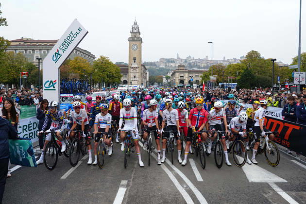 Start the race during the 120th edition of the Il Lombardia, Tour of Lombardy cycling race, a 239 km one day race from Bergamo to Como on October 10, 2026, Italy.  Copyright: xGianxMattiaxD™Alberto LaPressex